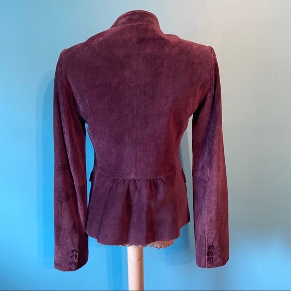 Women’s purple suede fitted button up Moto jacket in size 6 - Picture 4 of 7